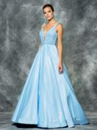 Colors Dress - 1632 Deep V-neck Ornate Evening Dress