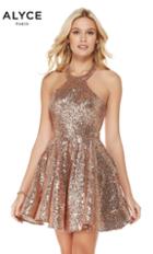 Alyce Paris - 4056 Fully Sequined Halter A-line Cocktail Dress