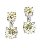 Cz By Kenneth Jay Lane - Canary Yellow Double Round Drop Earring
