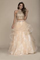 Nox Anabel - A063 Lace Bodice Illusion High Neck Ballgown