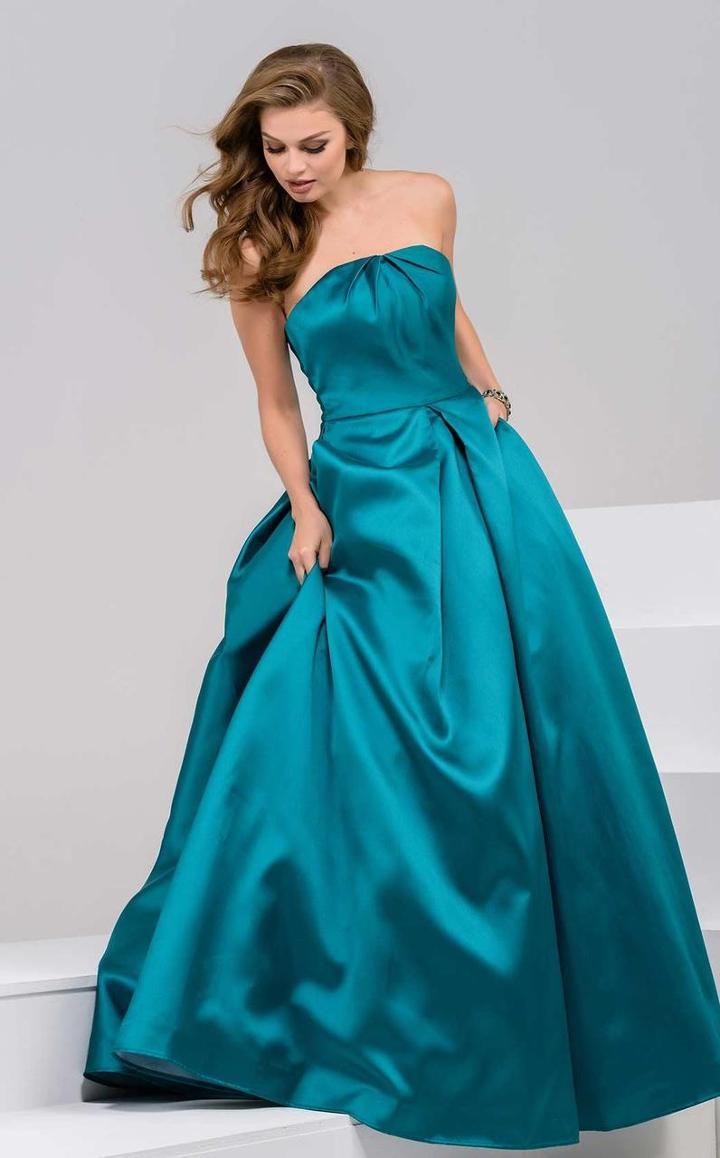 Jovani - 47162 Pleated Straight Neck Ballgown
