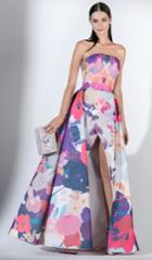 Saiid Kobeisy - 3428 Multi-colored Brocade A-line Dress With Slit