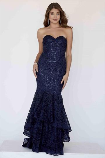 Jolene Collection - 18017 Sequined Strapless Lace Mermaid Dress