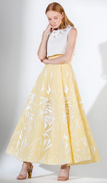 Saiid Kobeisy - 3437 Floral Applique Tulle Brocade A-line Dress