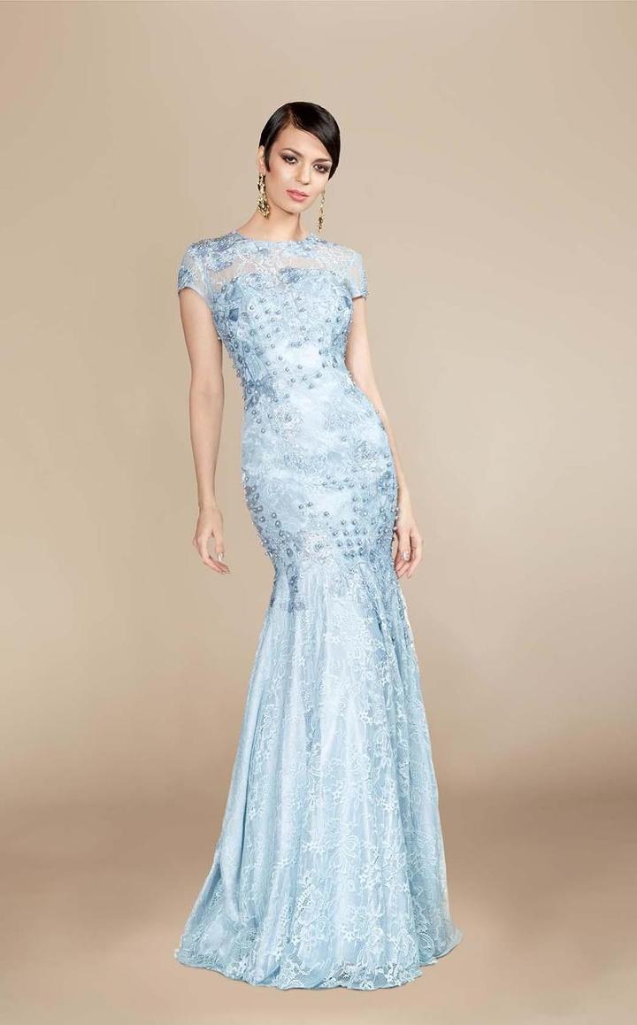 Mnm Couture - 9925w Elegant Jewel Neckline Mermaid Gown