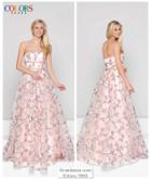 Colors Dress - 1803 Strapless Floral Embellished Ballgown