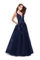La Femme - 26334 Tulle Ballgown With Side Mesh Panel
