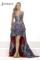 Janique - Printed Sweetheart Halter High-low Ball Gown C1685