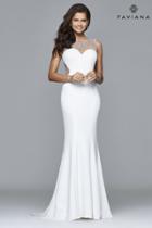 Faviana - S8014 Long Neoprene Fit And Flare Dress With Illusion Scoop Neck