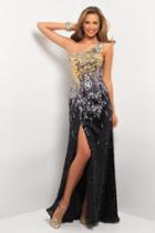 Blush - Sparkling One Shoulder Long Dress With Slit 9528