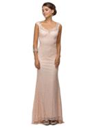 Dancing Queen - Lace Overlay Sheath Long Dress 8670
