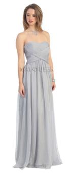 Strapless Sweetheart Ruched Top Chiffon Long Dress