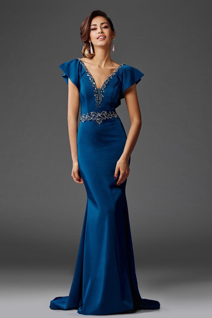 Clarisse - M6440 Ruffle Sleeve Embellished Gown