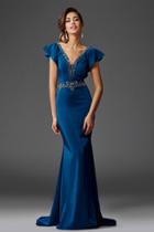 Clarisse - M6440 Ruffle Sleeve Embellished Gown