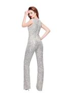 Primavera Couture - 3071 Cap Sleeve Sequined Jumpsuit