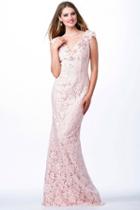 Jovani - Jvn33578 Cap Sleeve Embellished Lace Sheath Gown