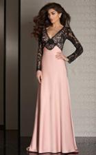 Clarisse - M6222 Lace Sleeved V-neck Dress