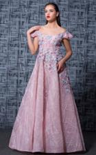 Mnm Couture - K3581 Off-shoulder Floral Apppliqued A-line Gown