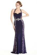 Aspeed - L1736 Lace Halter Sheath Evening Dress