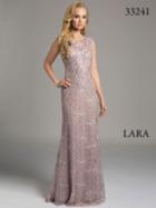 Lara Dresses - Beautiful Dusty Purple Lace Gown With Embellishments 33241