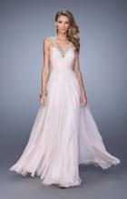 La Femme - 21207 Florid V-strap Woven Gown