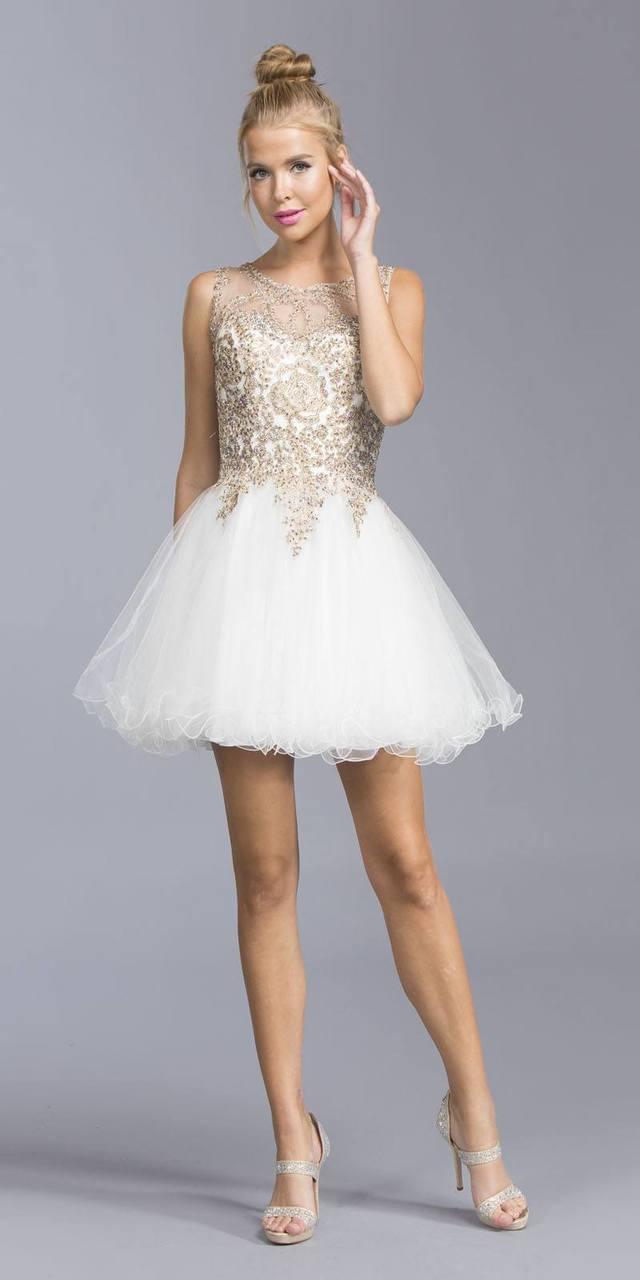 Aspeed - S1911 Embroidered Sheer Jewel Homecoming Dress