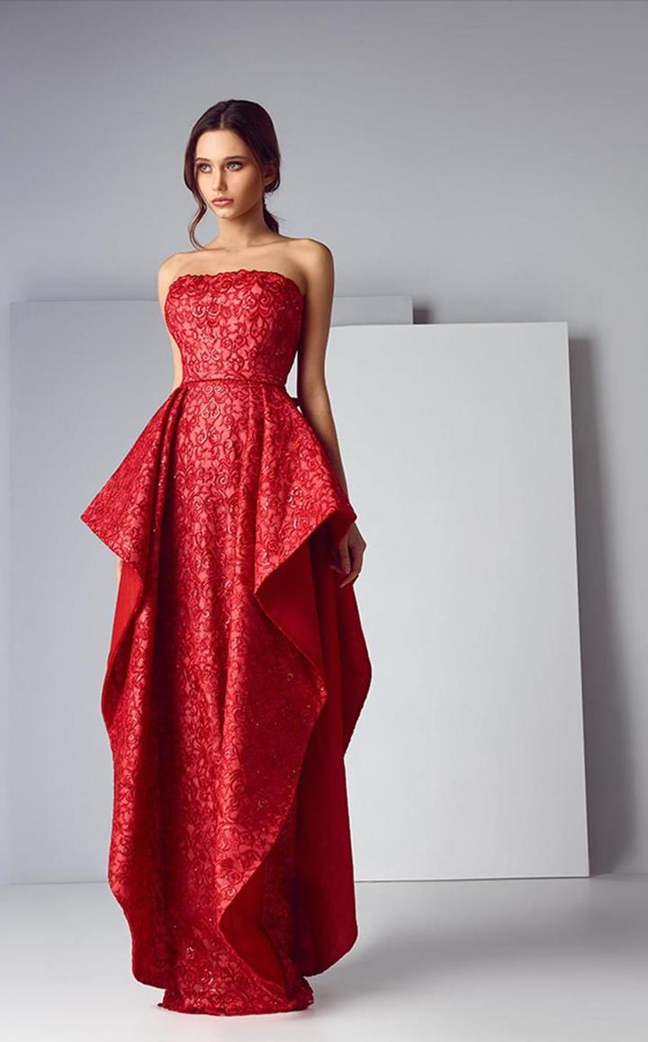 Saiid Kobeisy - 3190 Strapless Ruffled Column Gown
