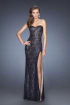 La Femme - 19901 Sequined Lace Sheath Dress