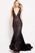 Jovani - 59762 Sexy Fitted Sequined Plunging Gown