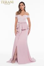 Terani Couture - 1821e7126 Sweetheart Peplum Detailed Trumpet Dress