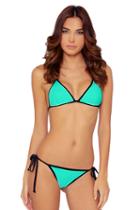 Del Mar Swimwear - Area Triangle Bikini Top In Green/blue