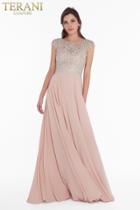 Terani Couture - 1822m7658 Crystal Beaded Bateau A-line Dress