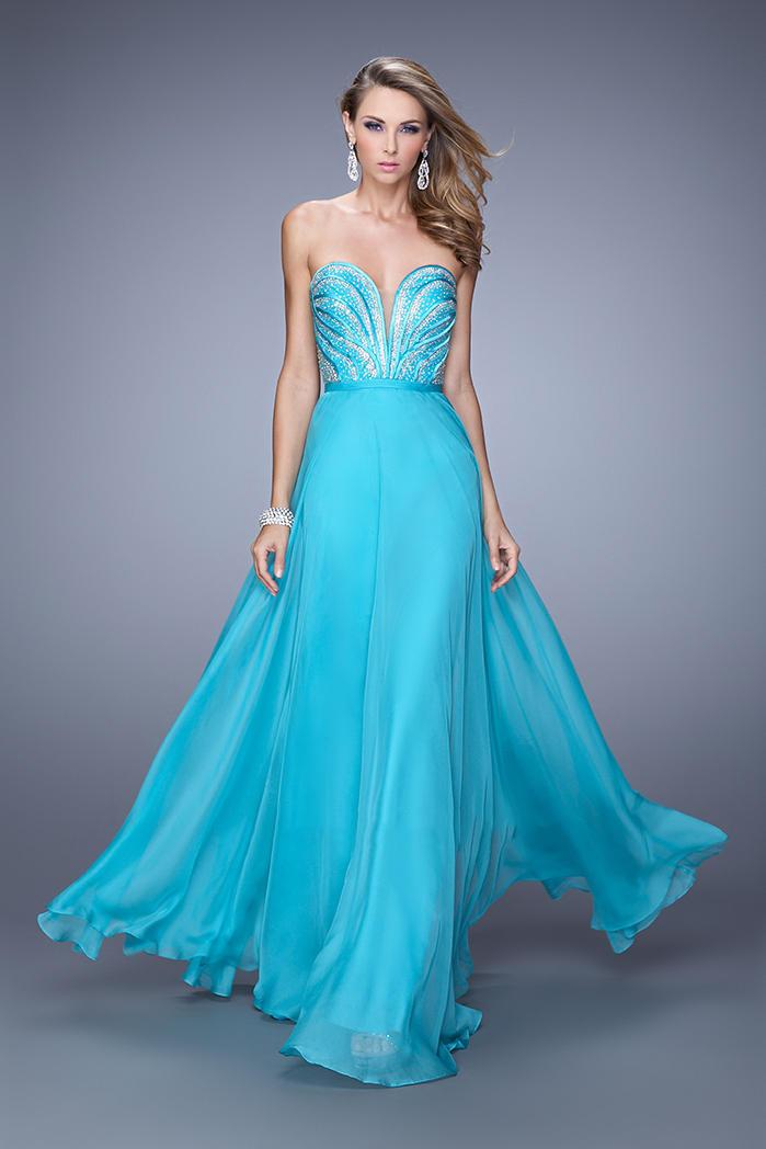 La Femme - 21054 Plunging Sweetheart Chiffon Gown