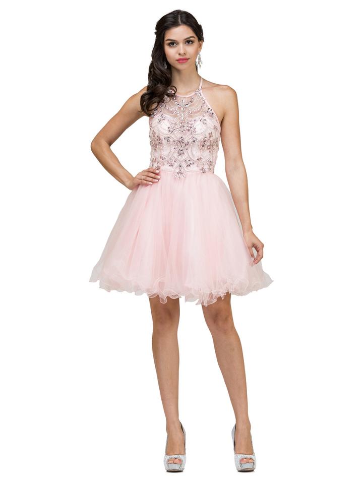 Dancing Queen - 2102 Beaded Halter Short Dress
