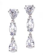 Cz By Kenneth Jay Lane - Multi Shape Linear Drop Pierced Earring