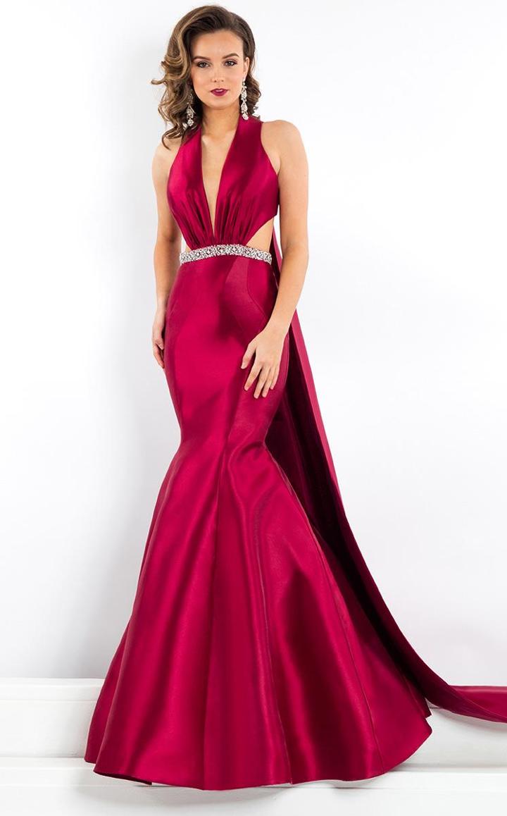 Rachel Allan Prima Donna - 5951 Plunging Cutout Mikado Evening Gown
