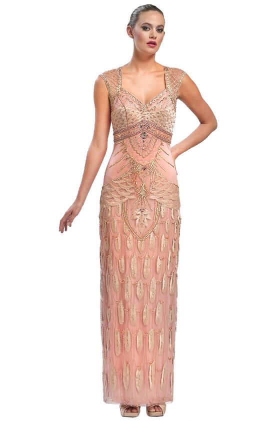 Sue Wong - Sandalwood Beaded & Embroidered Gown Sleeveless Dress