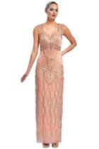 Sue Wong - Sandalwood Beaded & Embroidered Gown Sleeveless Dress