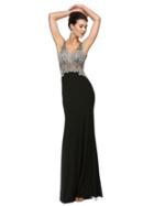 Dancing Queen - Fabulous Sheer V-neck Prom Dress With Jeweled Bodice 9470