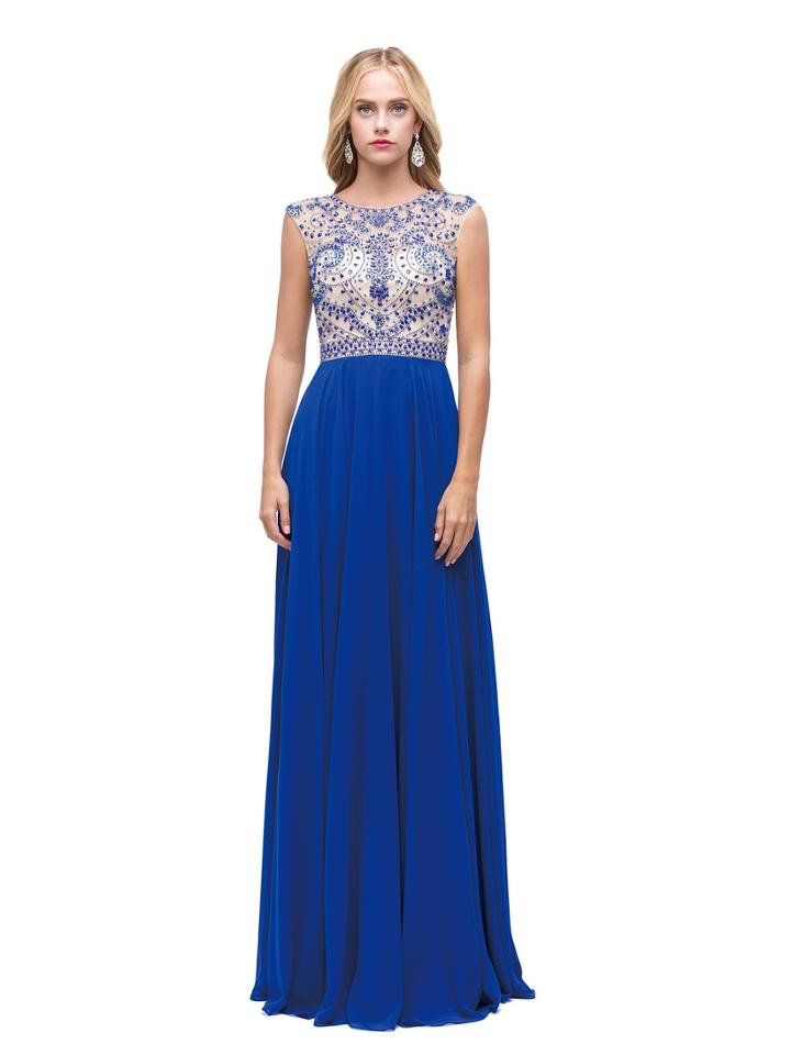 Dancing Queen - 9931 Cap Sleeved Bejeweled Evening Gown