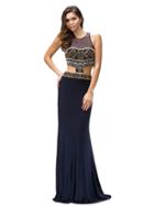 Dancing Queen - Ravishing Bead Embellished Illusion Neck Dress 9280