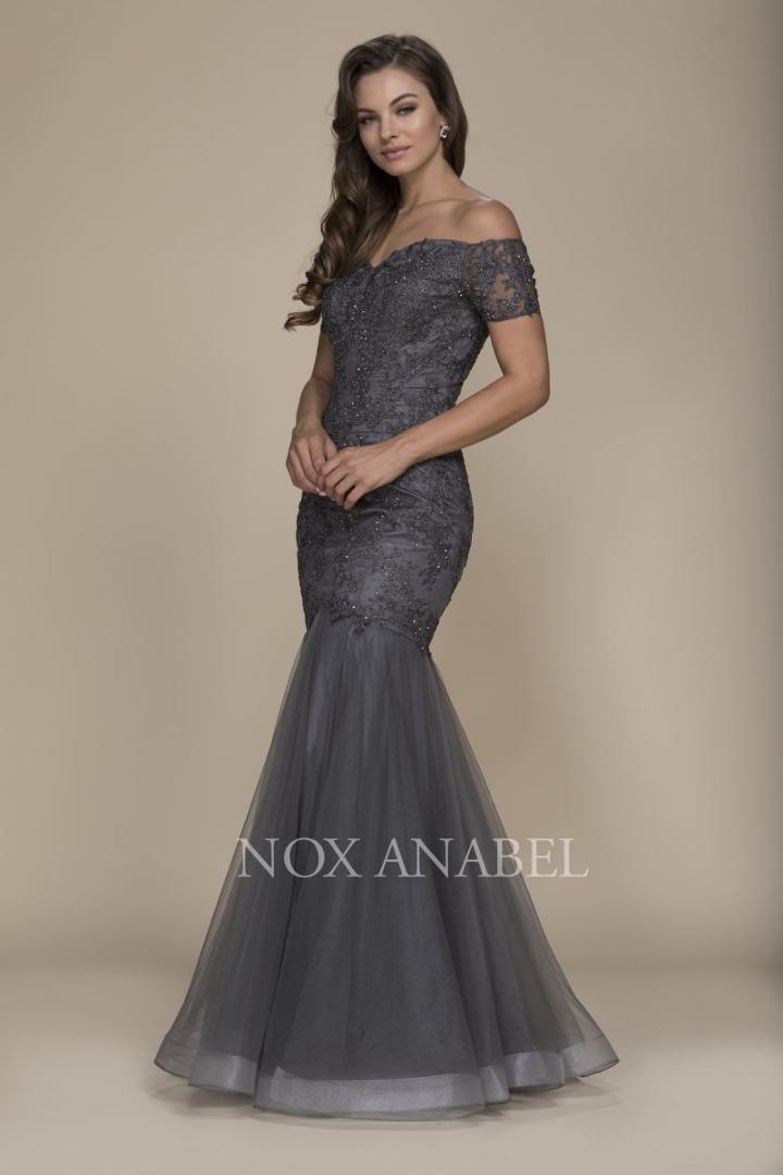 Nox Anabel - A066 Beaded Off Shoulder Mermaid Dress