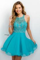 Intrigue - Beaded Halter Neck Fit And Flare Dress 234