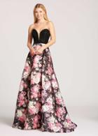 Ellie Wilde - Ew118080 Strapless Plunging Floral Dress