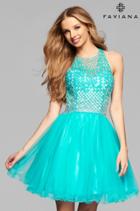 Faviana - 7872 Short Tulle Cocktail Dress With Beaded Bodice