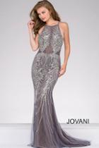 Jovani - Embellished Halter Neckline Pageant Dress 45571