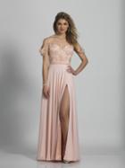Dave & Johnny - A6191 Beaded Draped Sleeves A-line Gown