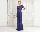 Daymor Couture - 764 Beaded Lace Bateau Neck Sheath Dress