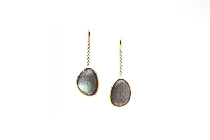 Tresor Collection - Labradorite Earring In 18k Yellow Gold