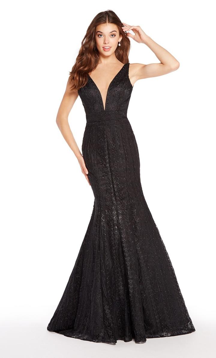 Alyce Paris - 60138 Lace Deep V-neck Trumpet Dress